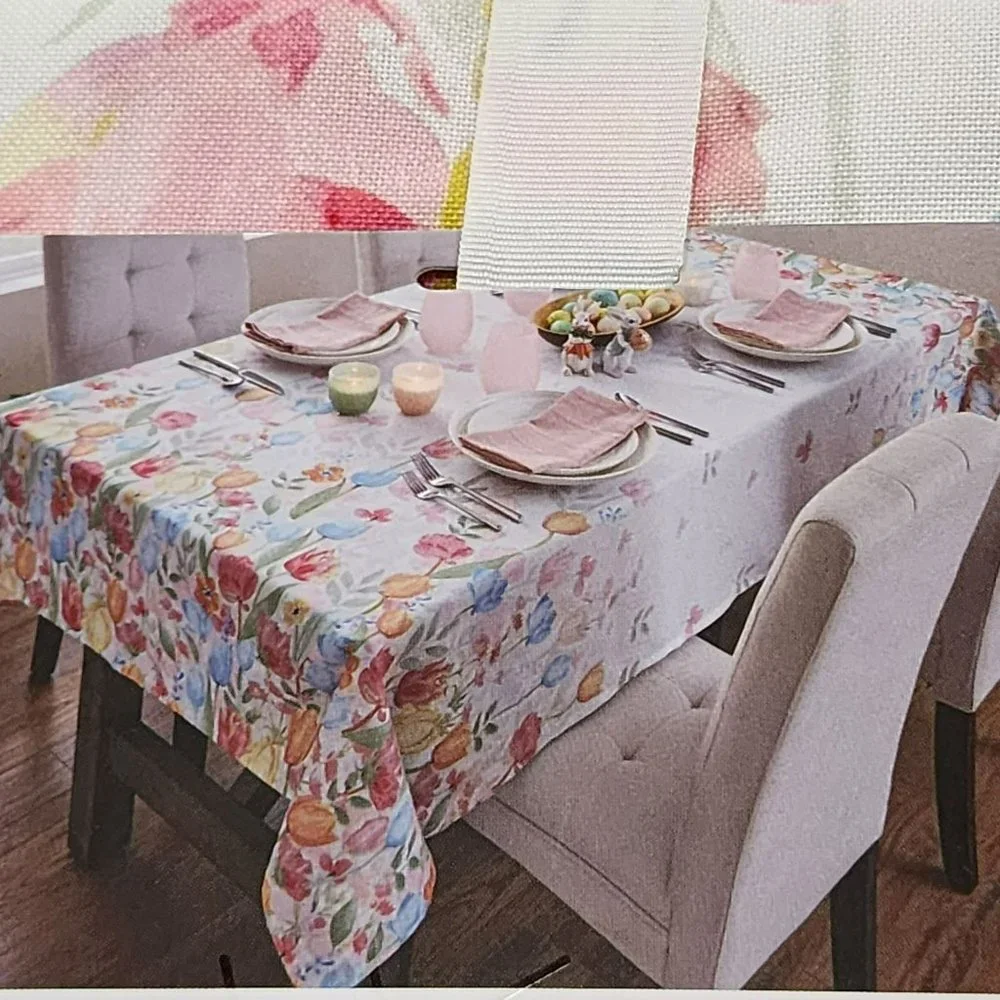 Nicole Miller Pastel Tulips Tablecloth 60x84in Oblong‎